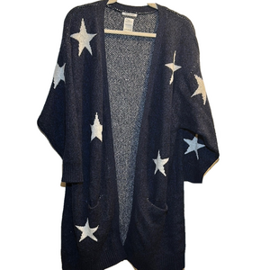Zara Navy and White Star Cardigan
